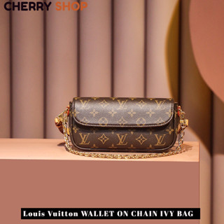 🍒Louis Vuitton WALLET ON CHAIN IVY BAG🍒/สุภาพสตรี / กระเป๋าใต้วงแขน / กระเป๋าสะพาย LV🍒