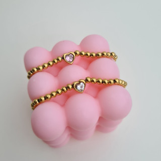 (WELRY.acc) พร้อมส่ง! สร้อยข้อมือ ลูกปัดสแตนเลสจี้หัวใจ รุ่น Dione