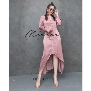 🔖ป้าย MirrorSister #10514.2 เดรสเชิ้ตยาว SaRaBeLLe Silk SHiRT DRESS ใส่สบาย สวยทุกสี ผ้าซิลล์ Silk เดรสเชิ้ต คอปก วีแหลม
