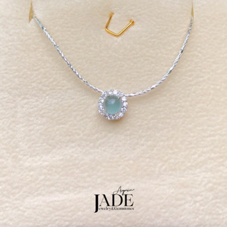 ❄️Minimal Icy Light Blue Jadeite Type A Pendant หยกพม่าเเท้ สีธรรมชาติ เนื้อเเก้ว ใสกิ๊งค์❄️