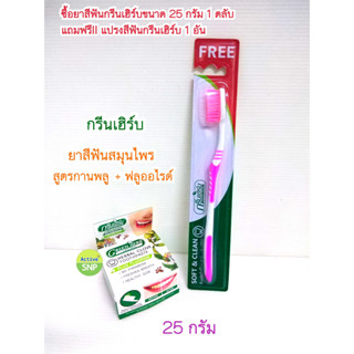 (ซื้อ 1 ตลับแถมแปรง) Green Herb Herbal Clove Toothpaste ยาสีฟัน สมุนไพร กรีนเฮิร์บ 25 กรัม