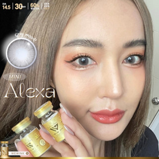 คอนแทคเลนส์ ลายMini Alexa สีเทา สีน้ำตาล (ฝาทอง ค่าอมน้ำ60%)