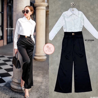 ชุดเซ็ตเสื้อเชิ้ตขาว+กางเกงขายาวเข้าชุด CODE : 01-00070 ชุดออกงาน งานป้ายbt