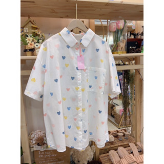 เสื้อเชิ้ต oversize แขนสั้นลายน่ารักมาก