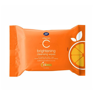 Boots Vitamin C Brightening Cleansing Wips บู๊ทส์ วิตามินซี ไบร์ทเทนนิ่ง คลีนซิ่ง ไวพ์ส 20 แผ่น