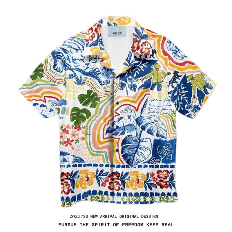 11.WOLF Hawaii Shirt เสื้อเชิ๊ตแขนสั้นต่อลาย Savannah / H51
