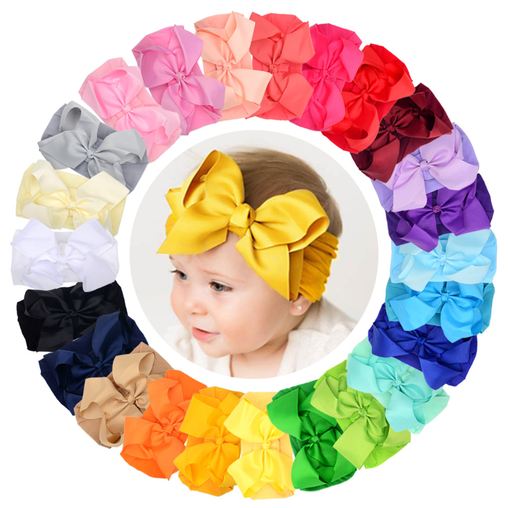 (Bow11)"พร้อมส่ง" ที่คาดผมเด็กแรกเกิด โบว์ใหญ่ รุ่นริบบิ้นใหญ่ สายคาดยืดหยุ่นนุ่ม