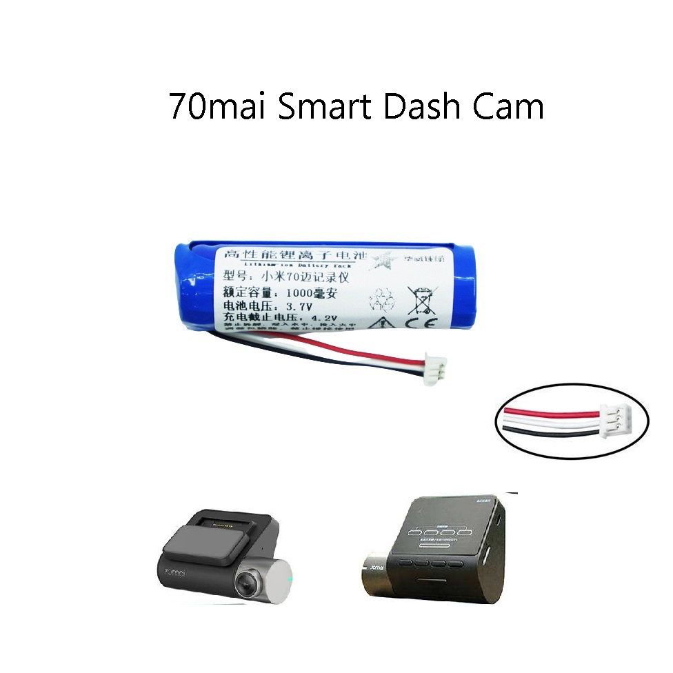 New Battery For Xiaomi 70mai Dash Cam A400 HMC1635 Accumulator 3.7V 500mAh  3-wire Plug