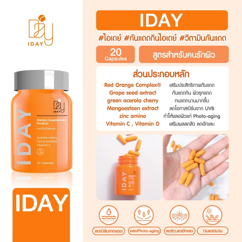 KVKXTHAILAND ผลิตภัณฑ์อาหารเสริม วิตามินกันแดดแบบกิน บรรจุ 50 แคปซูล I DAY DIETARY SUPPLEMENT PRODUCT - รูปที่ 4
