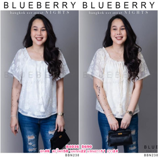 (อก46) B4036 BLUEBERRY NIGHTS เสื้อเชิ้ต เบร้าส์คอตต้อนปักลาย ผ้าคอตต้อนผสมปักลาย ช่วงคอเย็บยางยืดอิลาสติก มีซับในค่ะ