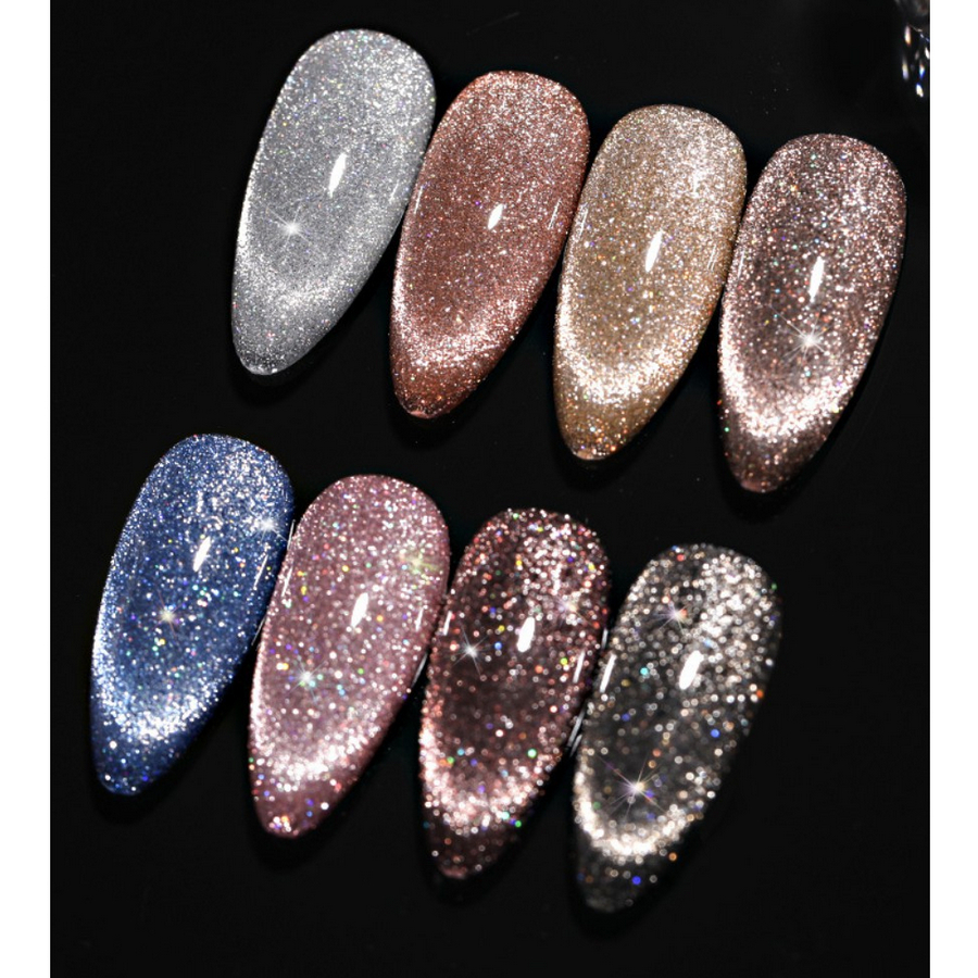 สีแฟลชลูกแก้ว 2in1 Flash Daimond Glitter Cat สีเจลแฟลชไดมอนด์กลิตเตอร์ ผสมแคทอายลูกแก้ว 9D GAOY สีแฟ