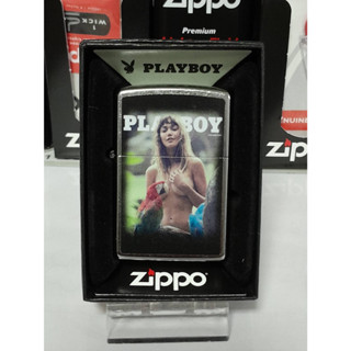 ZIPPO 207  PLAY BOY   COVER  MAY/JUN  2017  STREET CHROME COLOR IMAGE  สีเงินผิวโครเมี่ยมลายแบบสกรีนรูปหน้าปกนิตยสาร