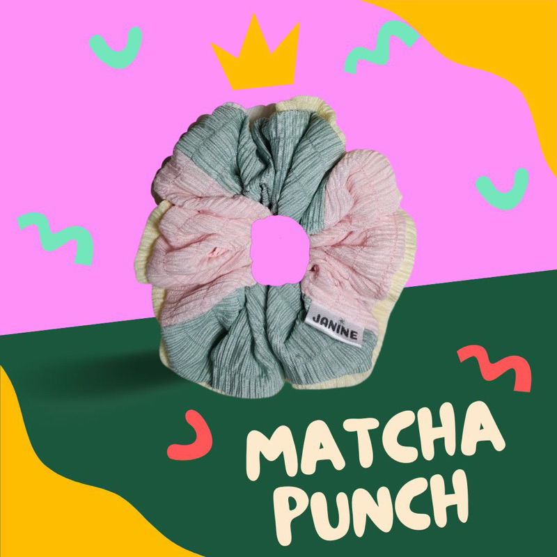 JANINE🌟 | Matcha Punch Scrunchies🍑 ยางรัดผมheart-made cute🐰