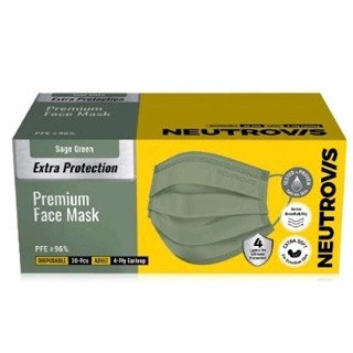 Face Mask 4-Ply 30pcs #Sage Green