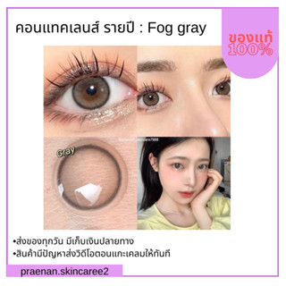 (สั่งในไลฟ์สด ลด50%)ส่งฟรี คอนแทคเลนส์รายปี : สีเทา Fog grey  *แถมฟรีตลับพร้อมอุปกรณ์ใส่ทุกคู่