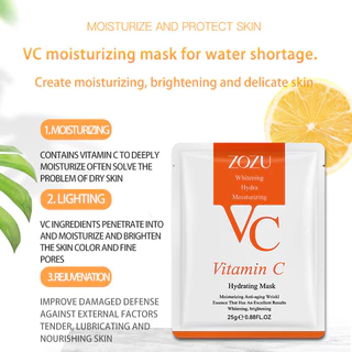 ZOZU VC Mask Vitamin C Mask Vitamin C สูตรเอสเซนส์วิตามินซี ทำให้ผิวสว่าง โปร่งแสง ขาวใส ลดเลือนริ้วรอย