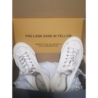 มือสอง.​ รองเท้า​ Mustard sneaker แท้. รุ่น​ Bumper Vintage White (ตำหนิตามรูป)