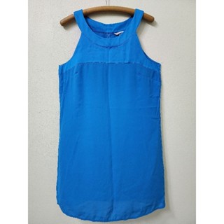 H&amp;M ชุดเดรสผ้าชีฟอง สีฟ้า รอบอก 39 นิ้ว มือสอง สภาพดี