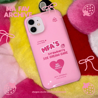 (pre-orderจากเกาหลี) mafavarchive -strawberry ice cream cake fluffy case เคสมือถือเปิดหัวท้าย หนังแก้วเคลือบเงา นุ่มฟู