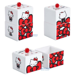 กล่องอะคริลิคใส่สำลี HELLO KITTY สีขาว