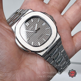 Seikomod Gentle Grey Dial Nautilus Model Case Steel Blacelet