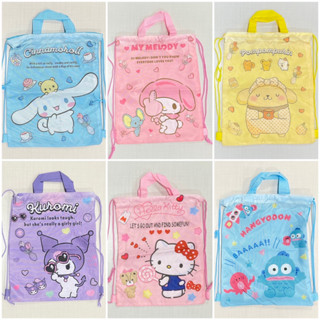 พร้อมส่ง ถุงผ้าหูรูด พร้อมสายสะพายหลัง ลายการ์ตูน 32x40cm ลา…