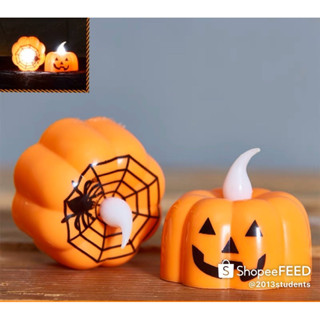 🇹🇭❗️เทียนแท่งฟักทอง หน้าฟักทอง เทียนฮาโลวีน เทียนตกแต่งวันฮาโลวีน halloween LED candle