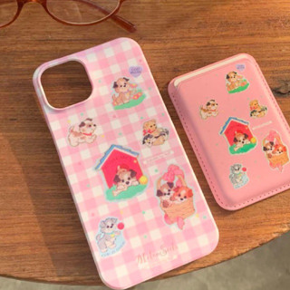 Melonsoda pink collection doggie emoji phone case เคสไอโฟนสีชมพูลายน้องหมา