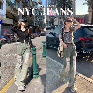 AVES.BRAND NYC JEANS กางเกงยีนส์แต่งขาดไล่สี