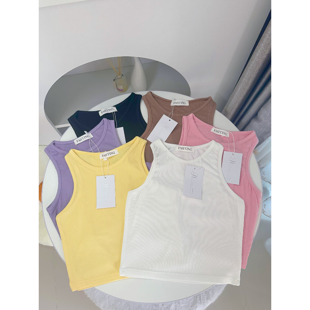 เสื้อกล้ามBasic เสื้อกล้ามครอป 6 สี ผ้าร่องเล็ก นุ่มไม่บาง