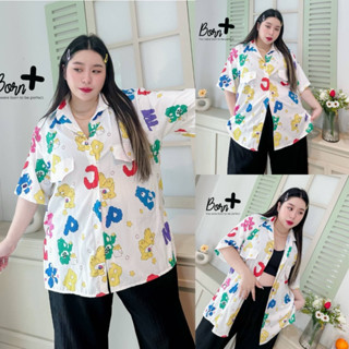 Carebears Shirt 🧸🩵💜💚 เสื้อเชิ้ตแขนสั้นลายแคร์แบร์สาวอวบ