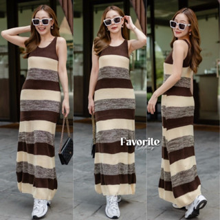 🌈🌿🌸🌼🌺🤎🧡🇰🇷 Knit Stripe Sleeveless Maxi Dress