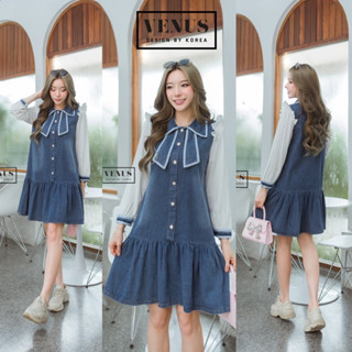 🌈🌿🌺🌼🌸💙🧡🇰🇷 Jeans Long Sleeve Bow Dress Shirt