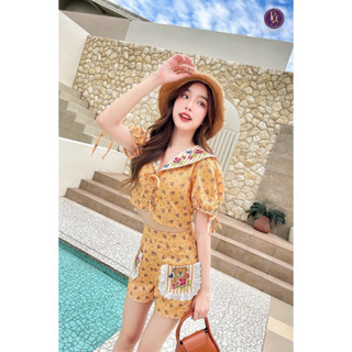 Lalisa999 ราคาถูกที่สุด!! Boniga(โบนิก้า) Set เสื้อแขนพอง+กางเกงขาสั้นสุดน่ารัก.