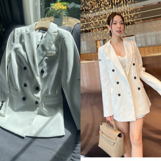 Lalisa999 ราคาถูกที่สุด!! VARINDA 129 Blazer ทรง  oversize ขาว