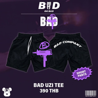 "BAD UZI" กางเกงขาสั้นสกรีนลาย by badcompany.th |unisex ใส่ได้ทั้งชายและหญิง สตรีทแฟชั่น