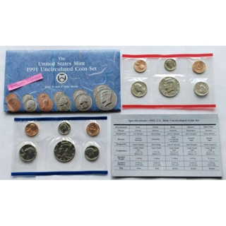 ชุดเหรียญ USA Mint Set 12  เหรียญ ปี 1991 PD