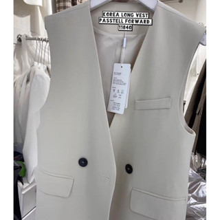 🇰🇷New🇰🇷  Korea long suit vest เสื้อกั๊กผ้าสูทแขนกุด ใส่เป็นกั๊กสวยๆเลยค้าา