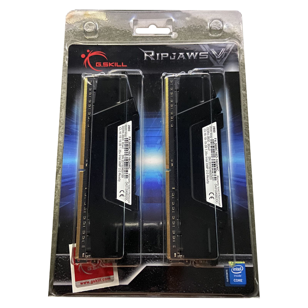 G.Skill Ripjaws V 16GB (2x8GB) DRAM DDR4 3600MHz CL16 Desktop Memory Kit (Black), F4-3600C16D-16GVKC