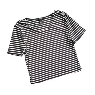 Forever21 Striped crop top เสื้อยืด ทรงครอป เข้ารูป