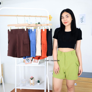 5517# Link 2 มี 3 สี S-3XLกางเกงขาสั้น ผู้หญิง ผ้าบาร์บี้ เอวสูง ทรงคาร์โก้