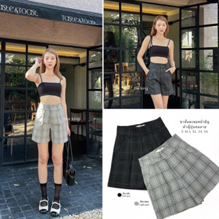 🖤S-XXXL🤍กางเกงขาสั้นลายสก๊อต สไตล์มินิมอล ทรงเอวสูง ผ้าญี่ปุ่นทอลาย ผ้าดีทรงสวย🖤🤍