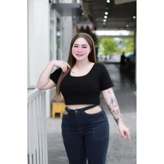 Plussize crop อก38-60นิ้ว ครอปสาวอวบคอยู