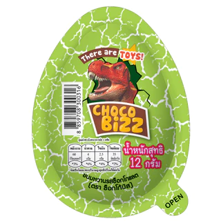 [CZ01001] Choco Bizz Dino ช็อกโก้บิส ขนมช็อกโกแลตรูปไข่ลายไดโนเสาร์ 12ก x 12ชิ้น