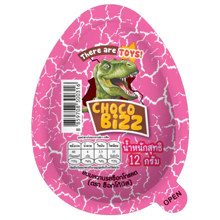 [CZ01001] Choco Bizz Dino ช็อกโก้บิส ขนมช็อกโกแลตรูปไข่ลายไดโนเสาร์ 12ก x 12ชิ้น