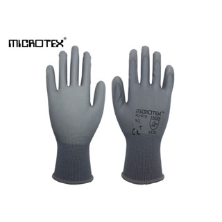 ถุงมือถักเคลือบพียู MICROTEX รุ่น PU-GRIP สีเทา | งานอิเล็กทรอนิกส์ | งานคอมพิวเตอร์ | งานประกอบชิ้นส่วนรถยนต์ | 3 คู่