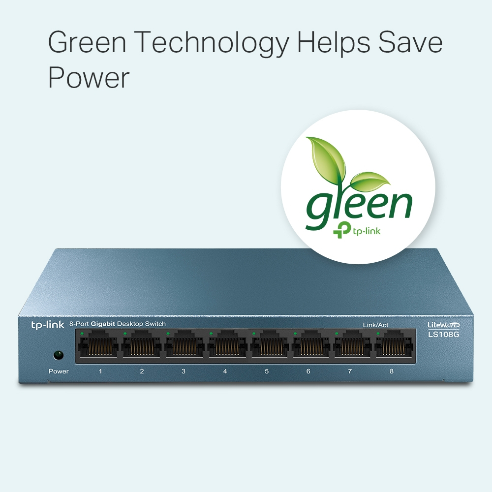 TP-LINK (LS108G) 8-Port Gigabit 10/100/1000Mbps Desktop Switch