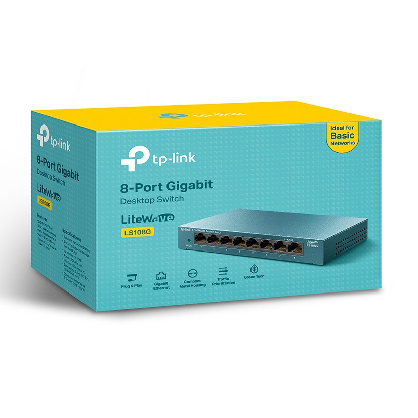 TP-LINK (LS108G) 8-Port Gigabit 10/100/1000Mbps Desktop Switch