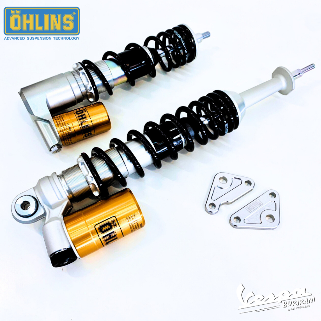 โช๊ค OHLINS PI201 / PI202 กระบอกโช๊คสีทอง สปริงดำ โช๊คอัพ เออห์ลินส์ รับประกัน 2 ปี นิว เวสป้า Vespa