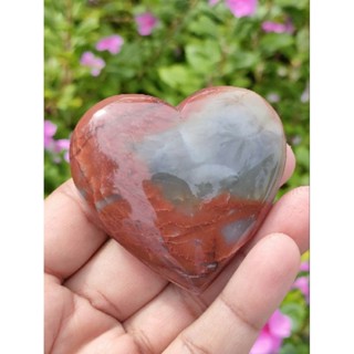 ❤️ เรดเเจสเปอร์ ทรงหัวใจ สีสดๆ แดงสลับขาว ขนาด 119 กรัม( Red Jasper Heart )